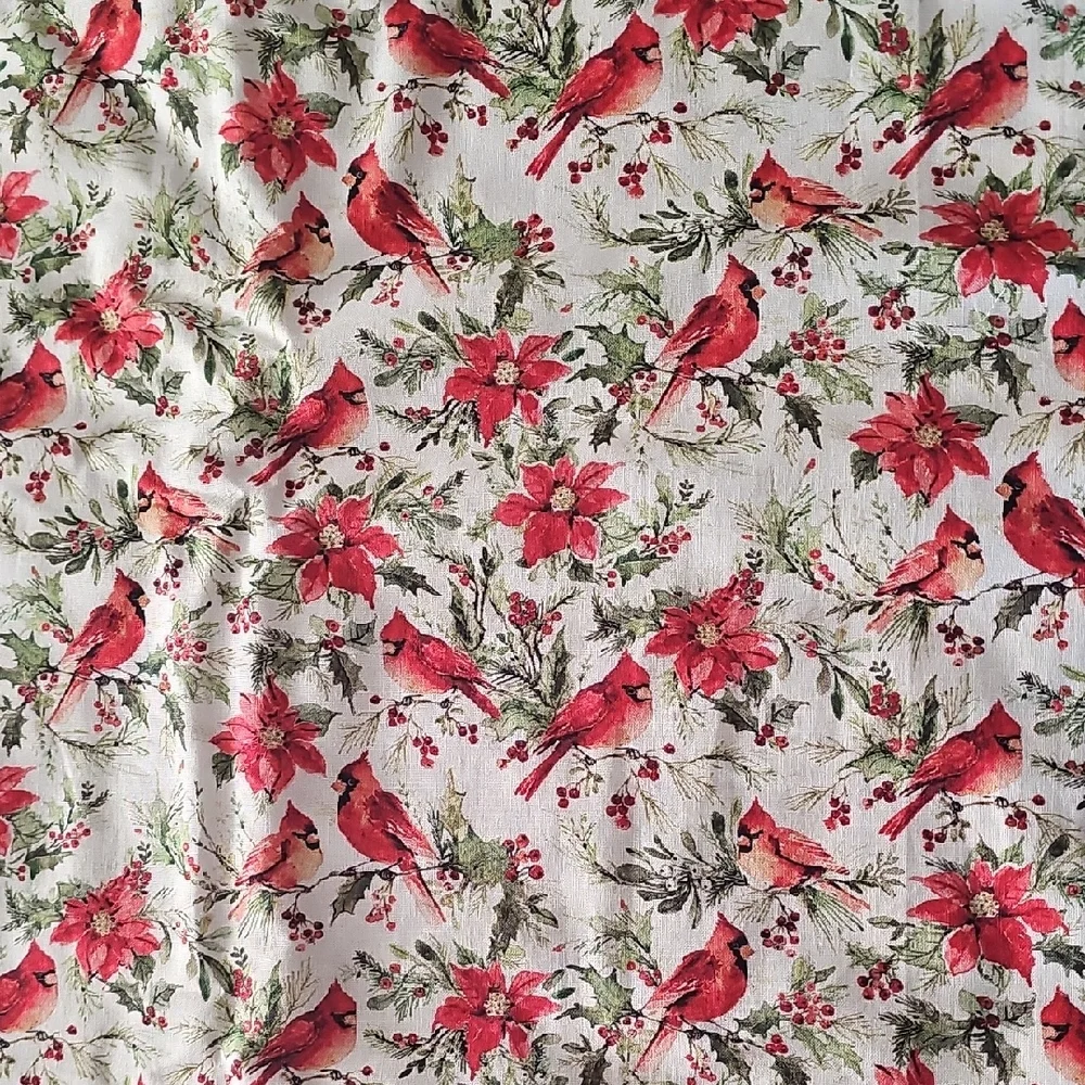 Festive Red Cardinal Holiday REVERSIBLE Tablecloth